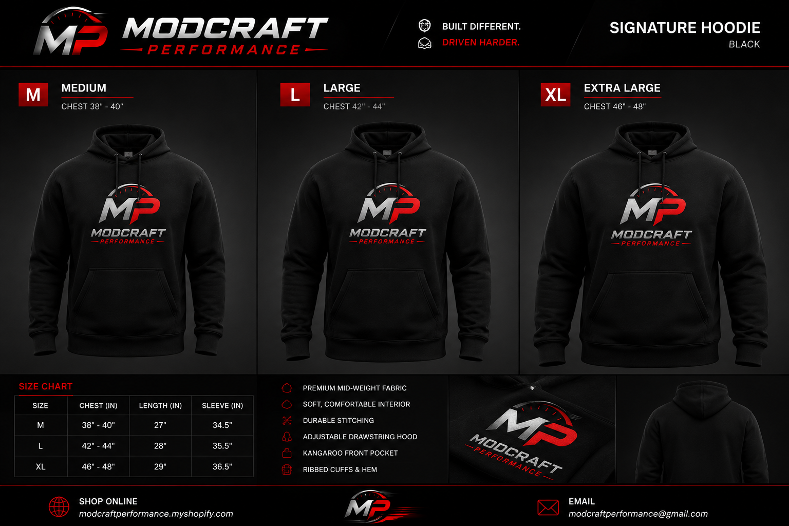 ModCraft Performance Signature Pullover Hoodie - Black