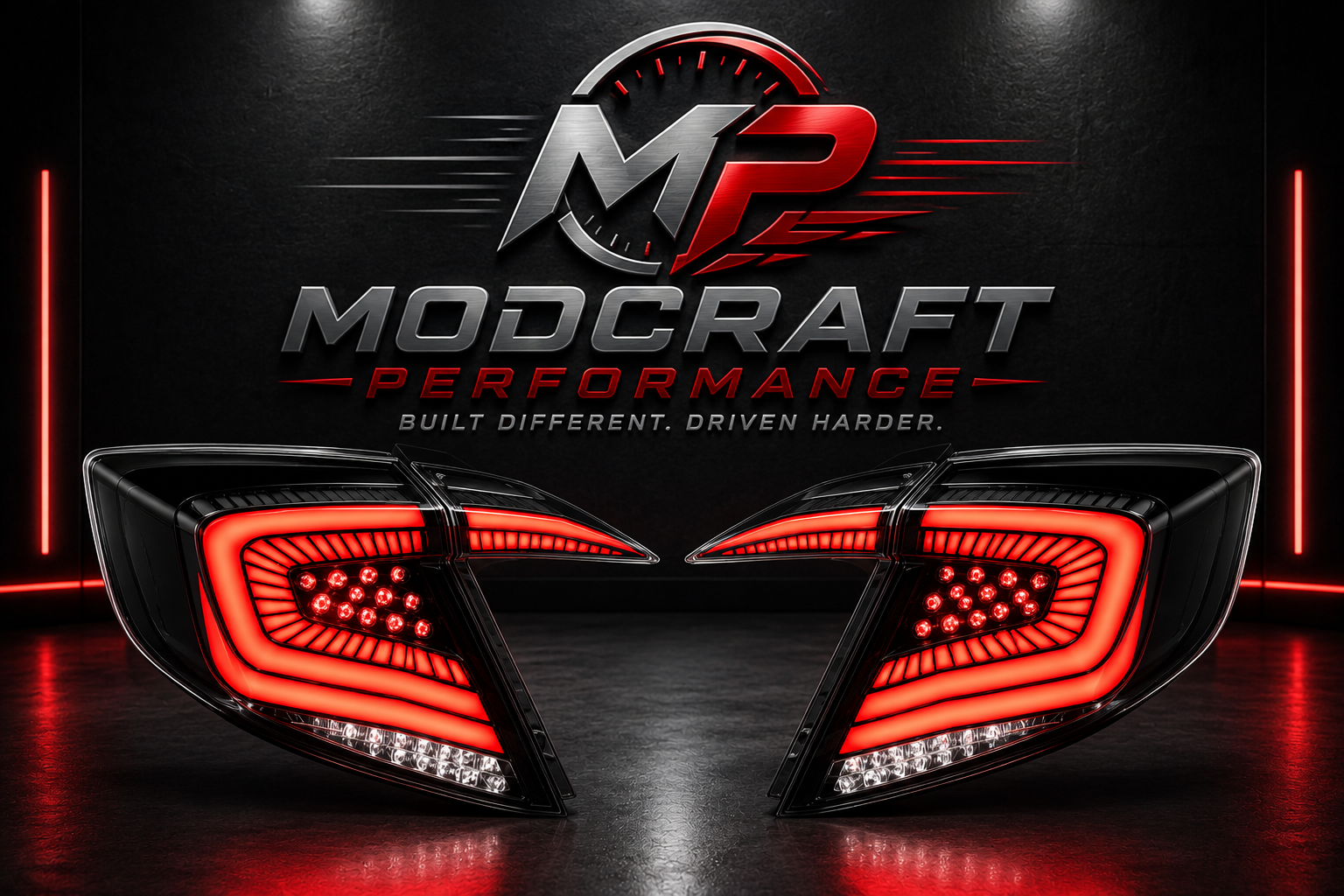 MODCraft Performance LED Sequential Tail Lights | Fits 2016-2021 Honda Civic Sedan | Black Housing, Clear Lens