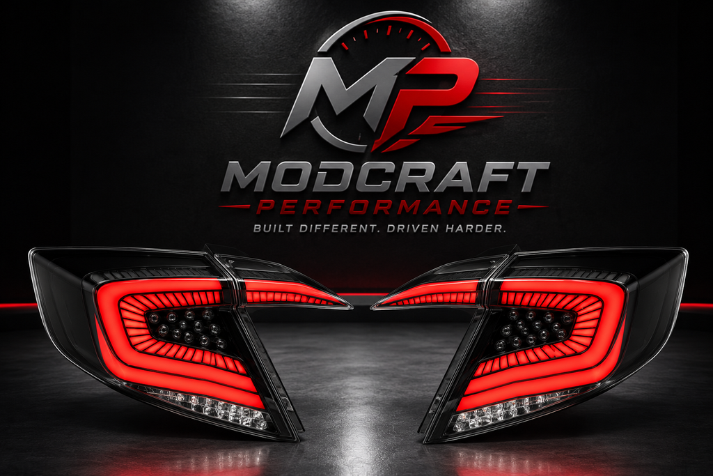 MODCraft Performance LED Sequential Tail Lights | Fits 2016-2021 Honda Civic Sedan | Black Housing, Clear Lens