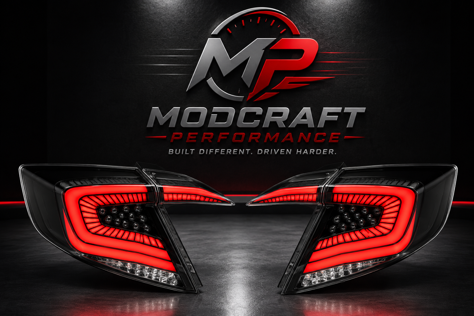 MODCraft Performance LED Sequential Tail Lights | Fits 2016-2021 Honda Civic Sedan | Black Housing, Clear Lens